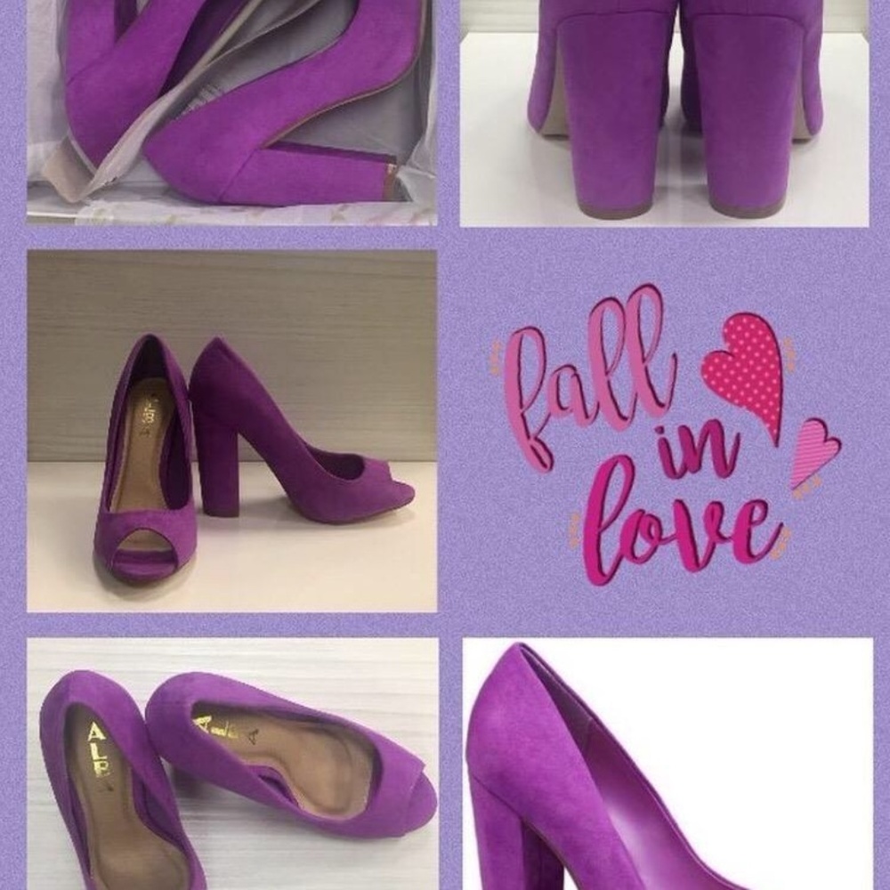 Alba Cintha Faux Suede Peep Toe Chunky Heel Pump 6